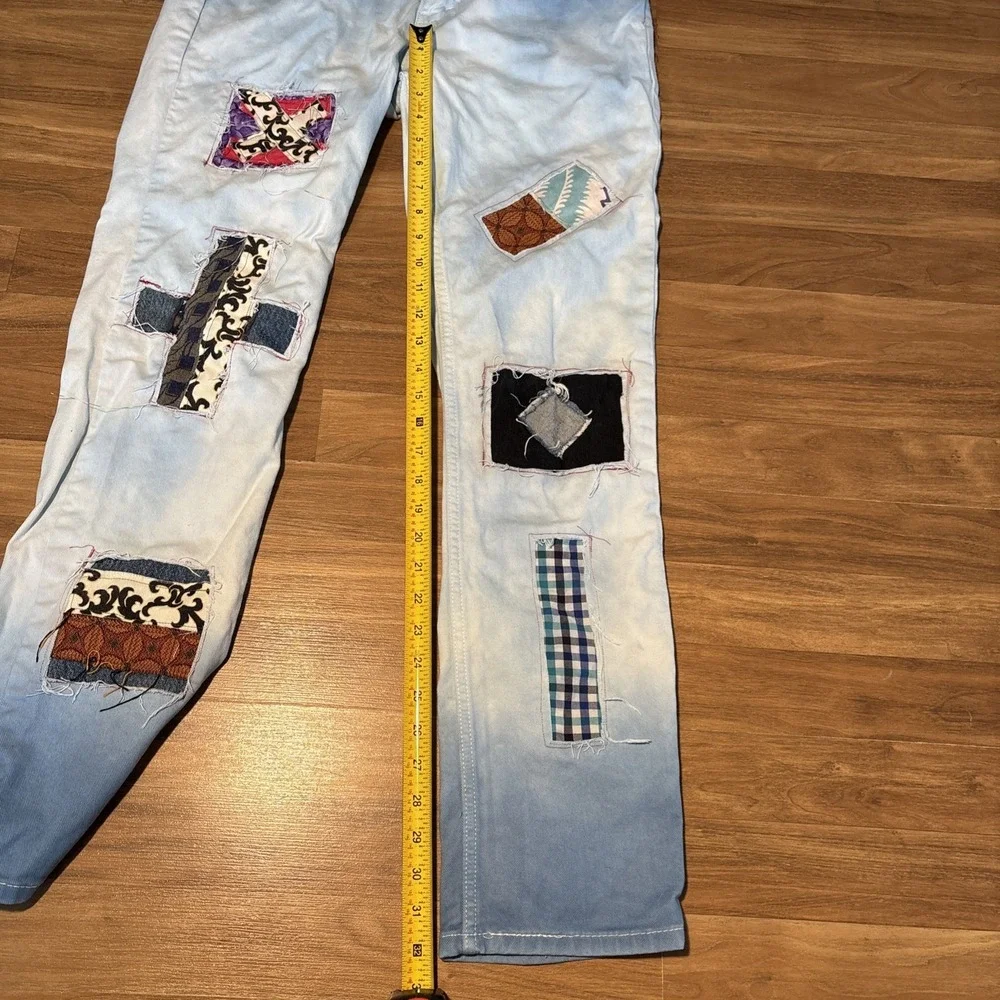 Levis 511 Slim Fit Custom Patchwork Ombre Blue Jeans W32 L32 DIY Streetwear